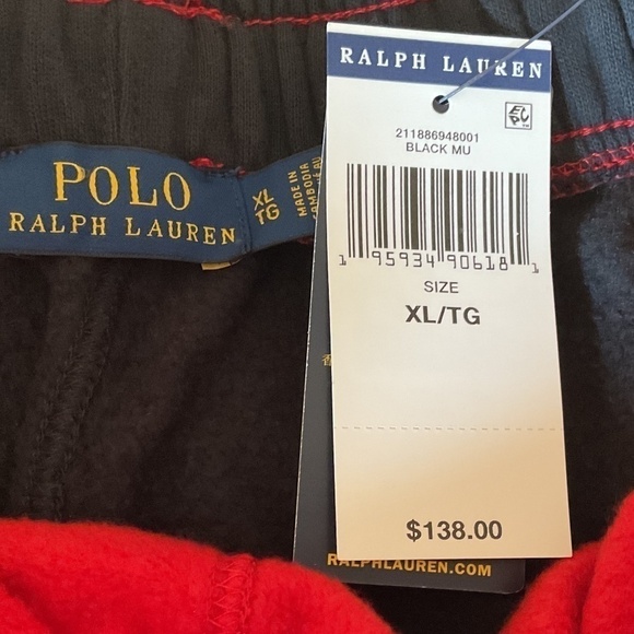 NWT POLO RALPH LAUREN BLUE LABEL COTTON FLEECE UNISEX TRAINER PANTS SIZE US XL - Picture 9 of 12